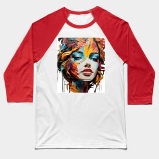 Oil Painted Girl's Face Baseball T-Shirt